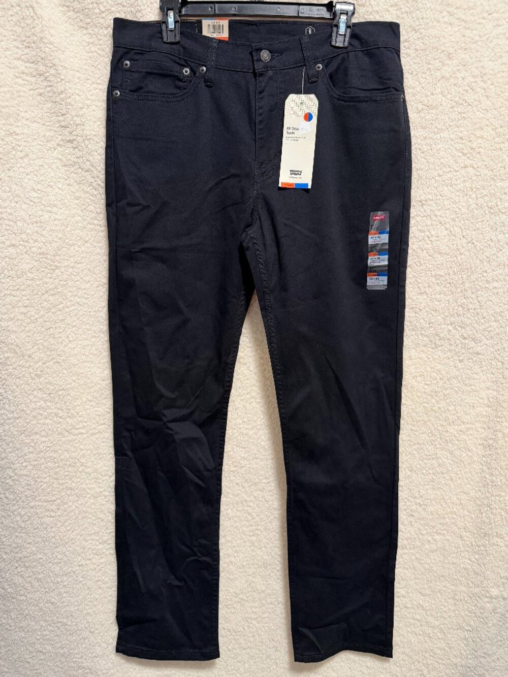 LEVI'S 511 Slim Men's Black All Season Tech Pants Denim Jean Size 34x32 NEW